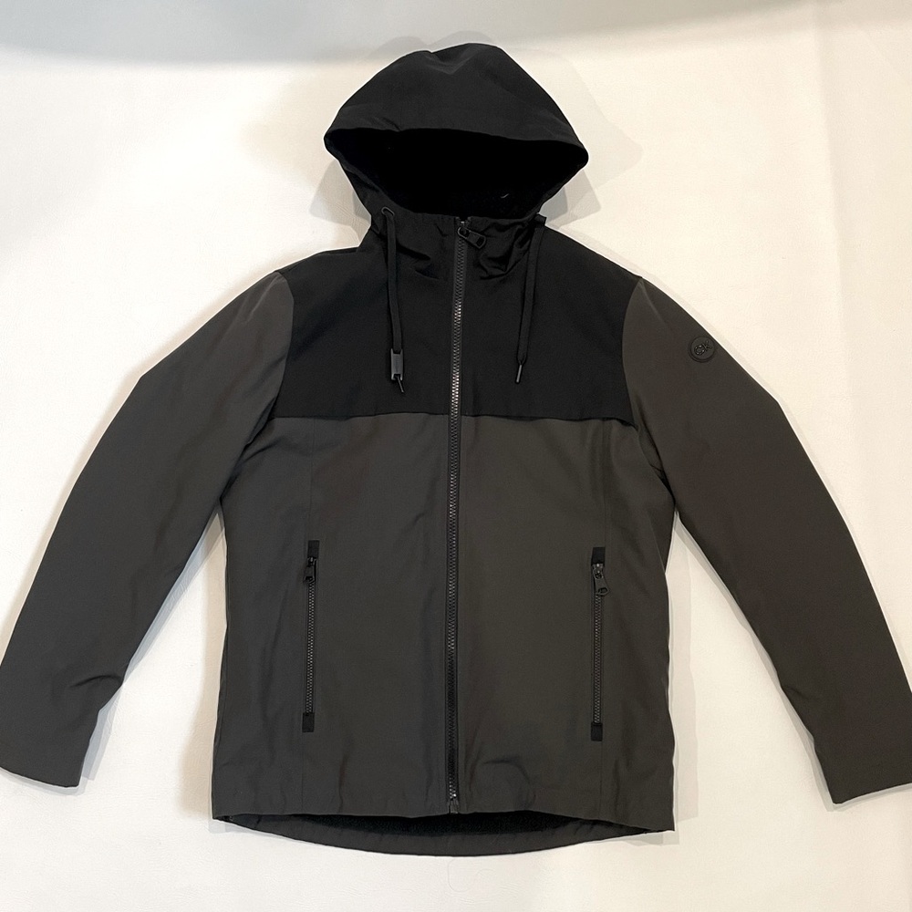 Calvin Klein Mens Black Grey Sherpa Lined Hooded Jacket Size Small bin 2E